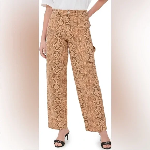Women's Snake Print Wide Leg Cargo Pants - Picture 4 of 9
